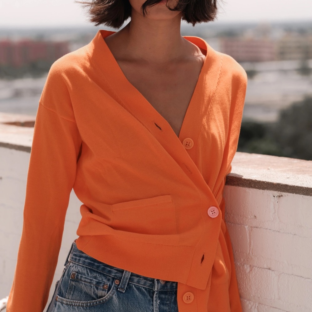 Zara Vibrant Orange Cardigan without pockets. Nwot